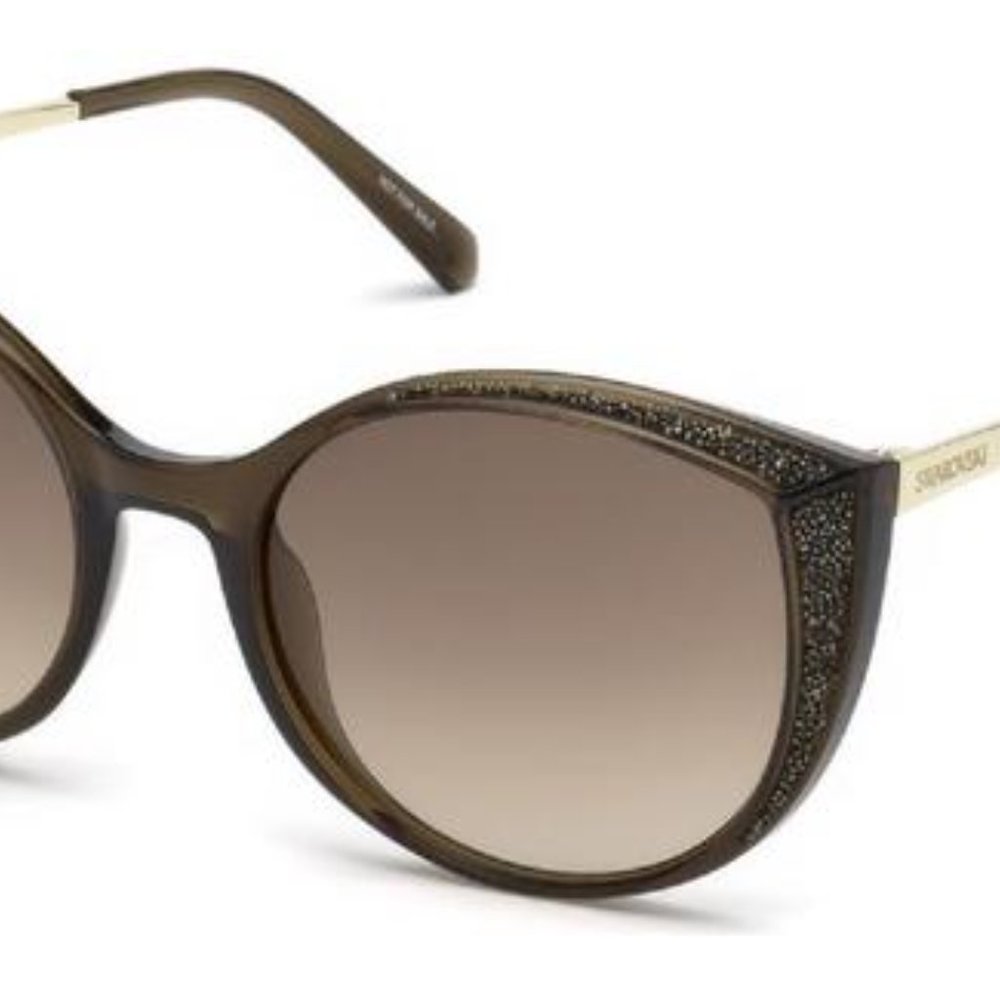 Swarovski SK 168 45F Brown Glitter Round Cat Sunglasses - Picture 2 of 7